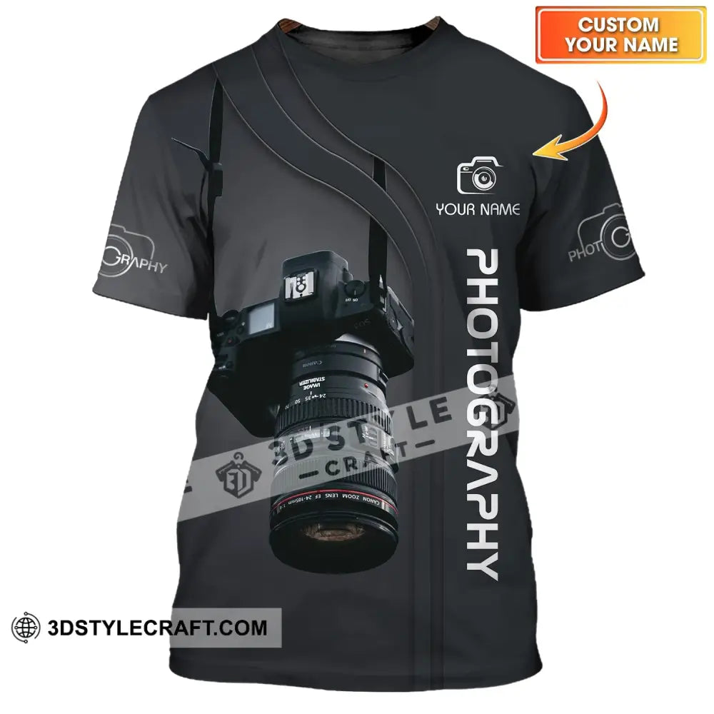 Unisex Shirt - Custom Name Black Camera Photographer T-Shirt