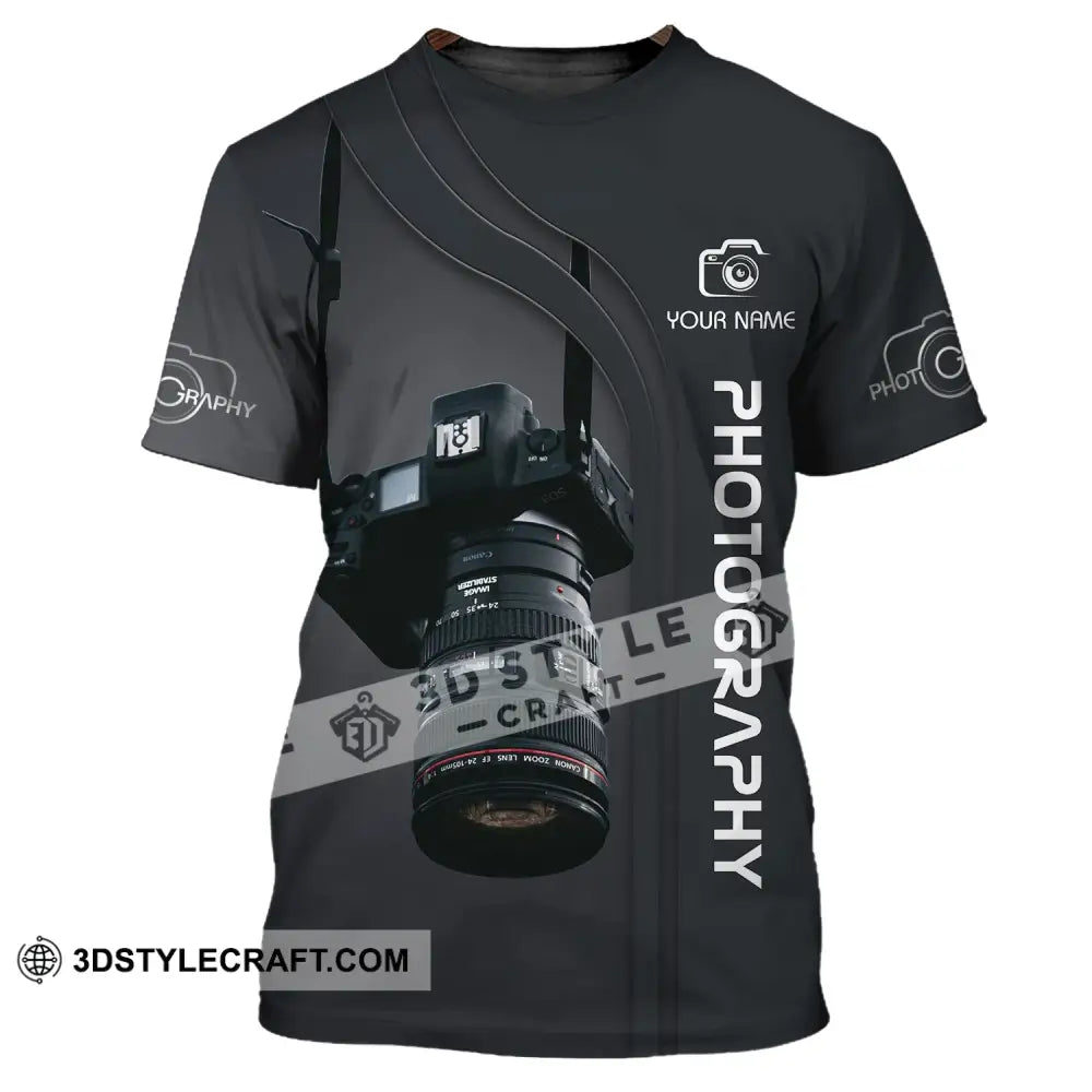 Unisex Shirt - Custom Name Black Camera Photographer T-Shirt / S T-Shirt