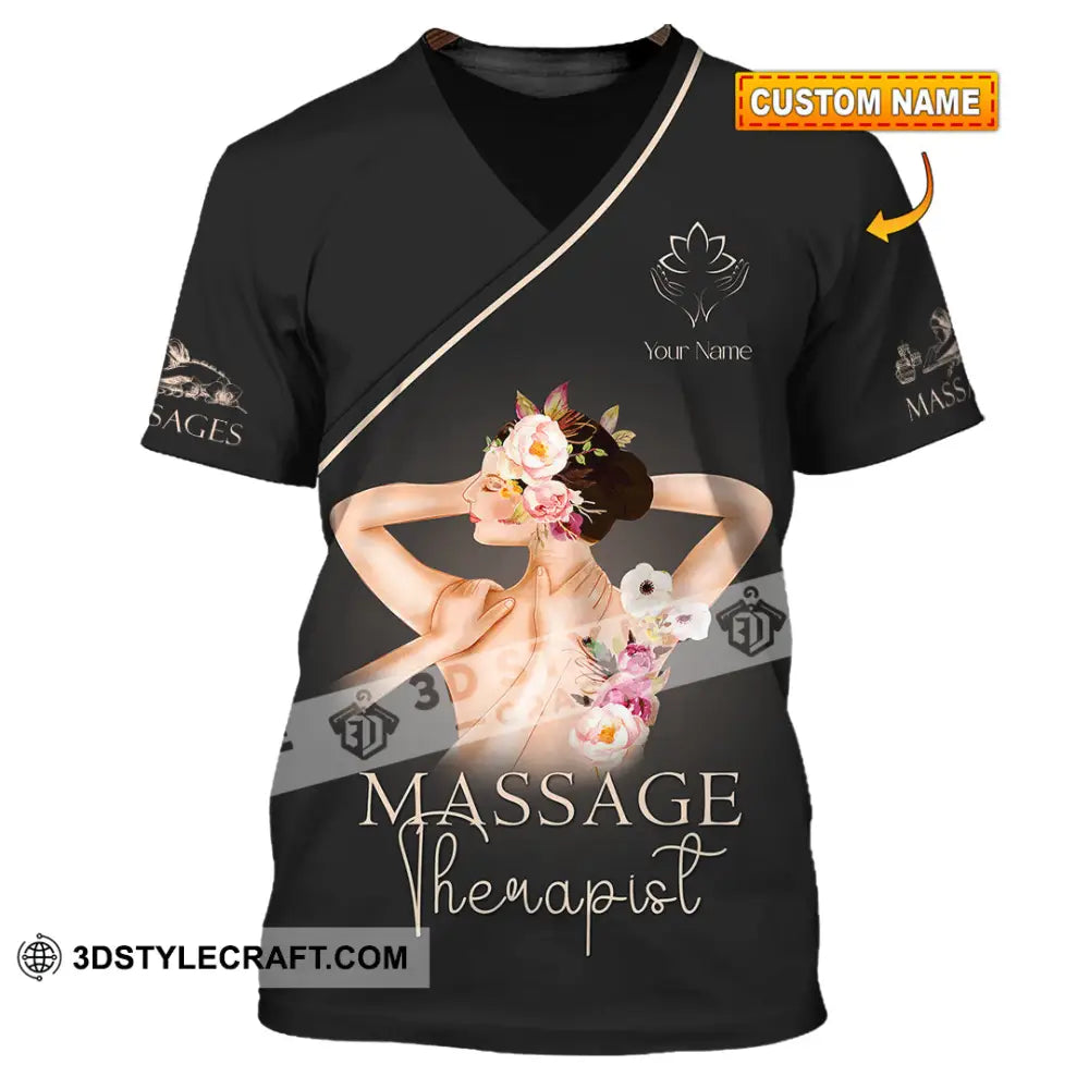 Unisex Shirt - Custom Name Black Massage Therapist T-Shirt