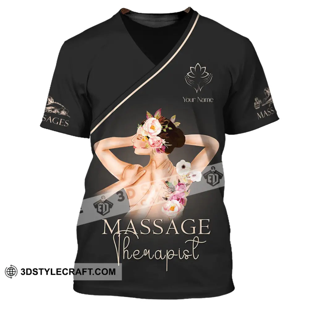 Unisex Shirt - Custom Name Black Massage Therapist T-Shirt / S T-Shirt