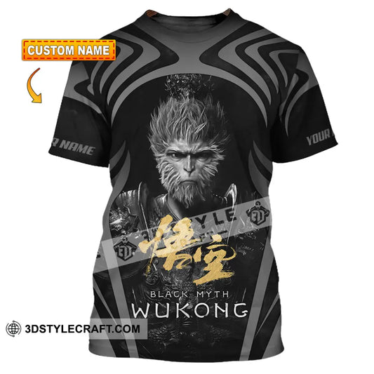 Unisex Shirt - Custom Name Black Myth Wukong Gold Text General T-Shirt