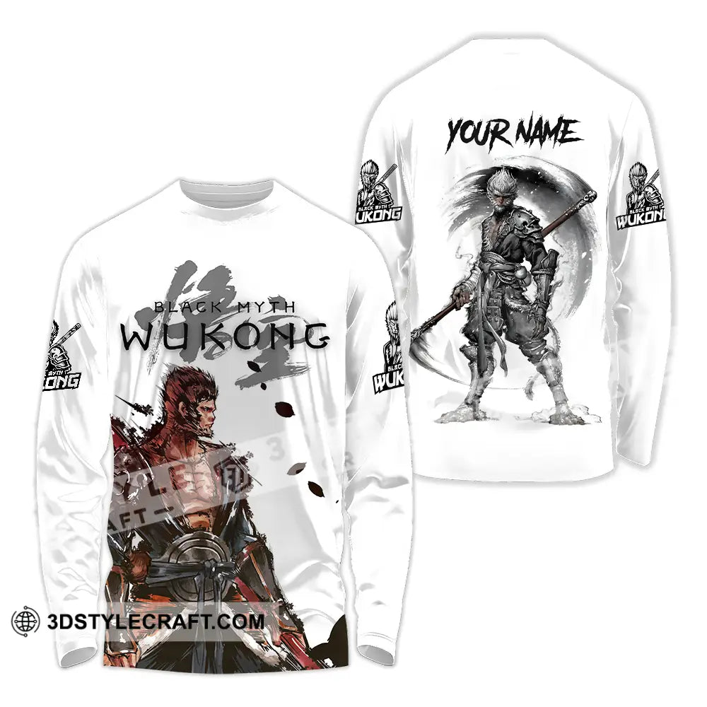 Unisex Shirt - Custom Name Black Myth Wukong Muscle Long Sleeve / S T-Shirt