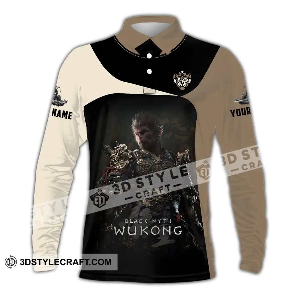 Unisex Shirt Custom Name Black Myth Wukong Polo Long Sleeve Gift For Game Lover / S T-Shirt