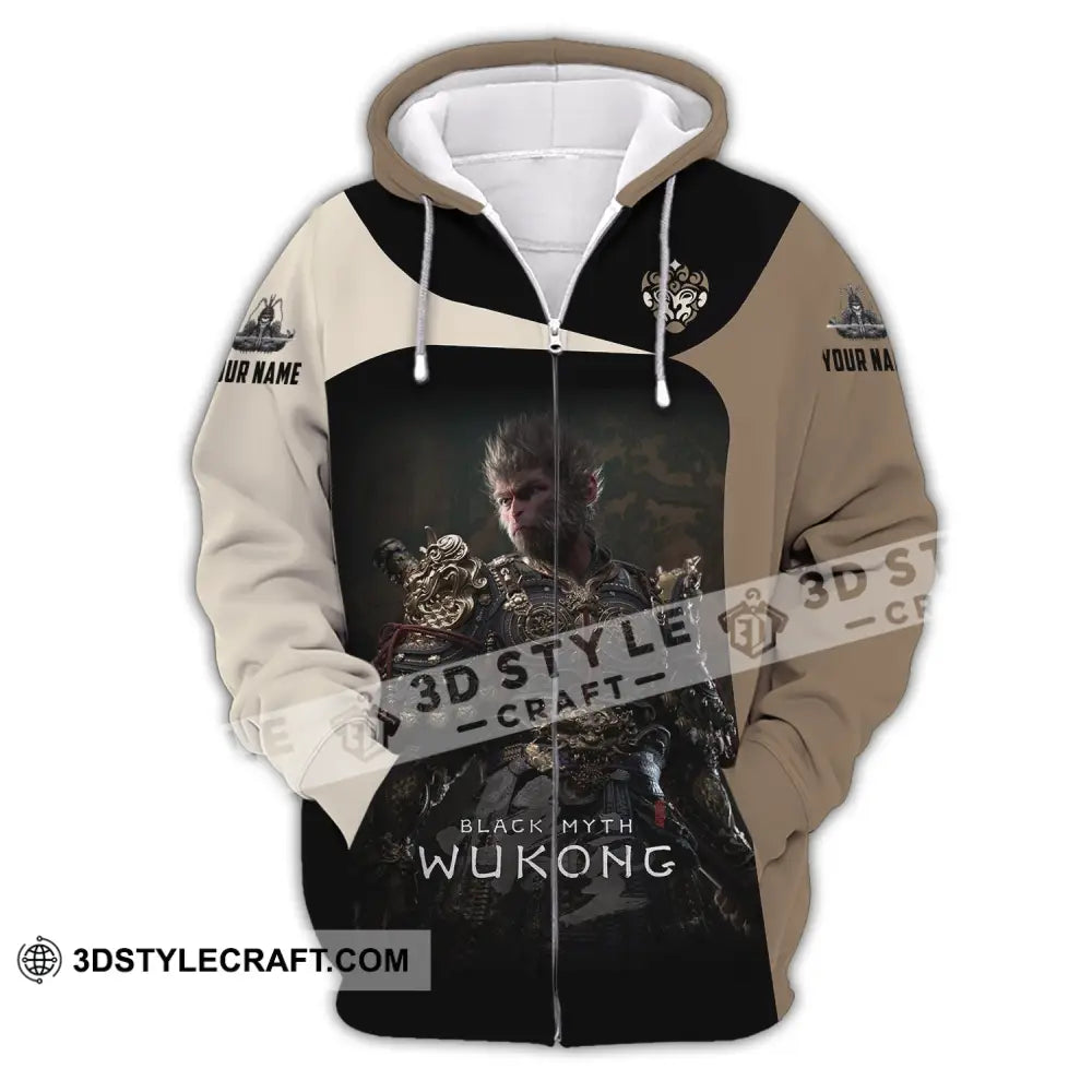 Unisex Shirt Custom Name Black Myth Wukong Polo Long Sleeve Gift For Game Lover Zipper Hoodie / S