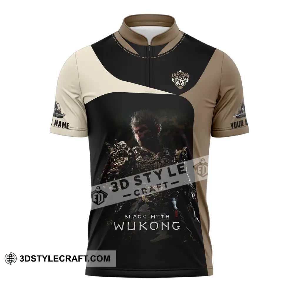 Unisex Shirt Custom Name Black Myth Wukong Polo Long Sleeve Gift For Game Lover Zipper / S T-Shirt