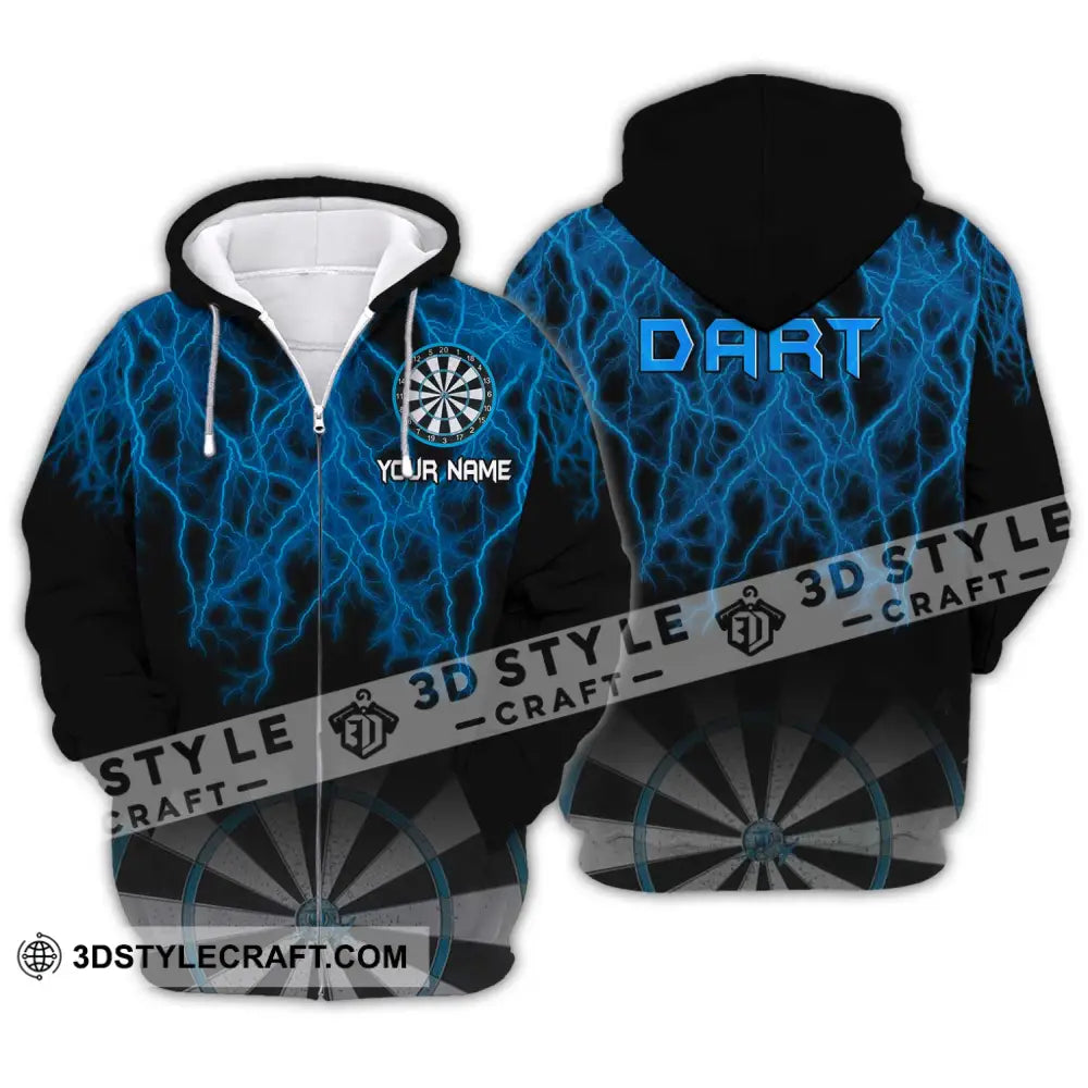 Unisex Shirt - Custom Name Blue Dart Zipper Hoodie / S T-Shirt