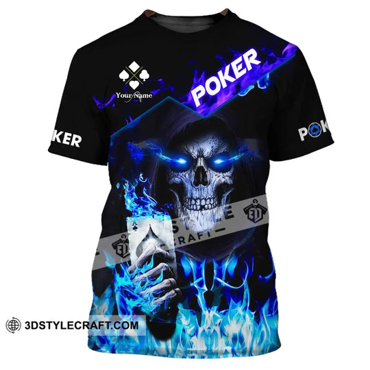 Unisex Shirt - Custom Name Shirt - Blue Light Skullcap Poker Shirt style option 2