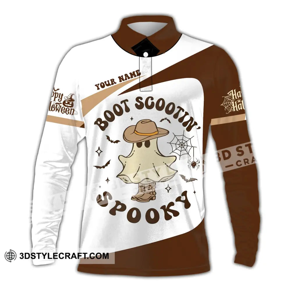 Unisex Shirt - Custom Name Boot Scootin Spooky Long Sleeve Polo / S T-Shirt