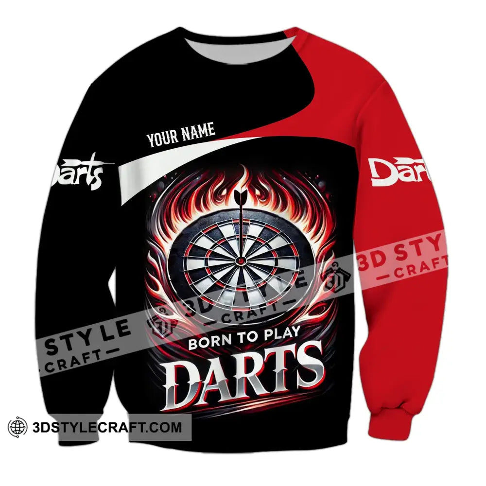 Unisex Shirt - Custom Name Born To Play Dart Long Sleeve / S T-Shirt