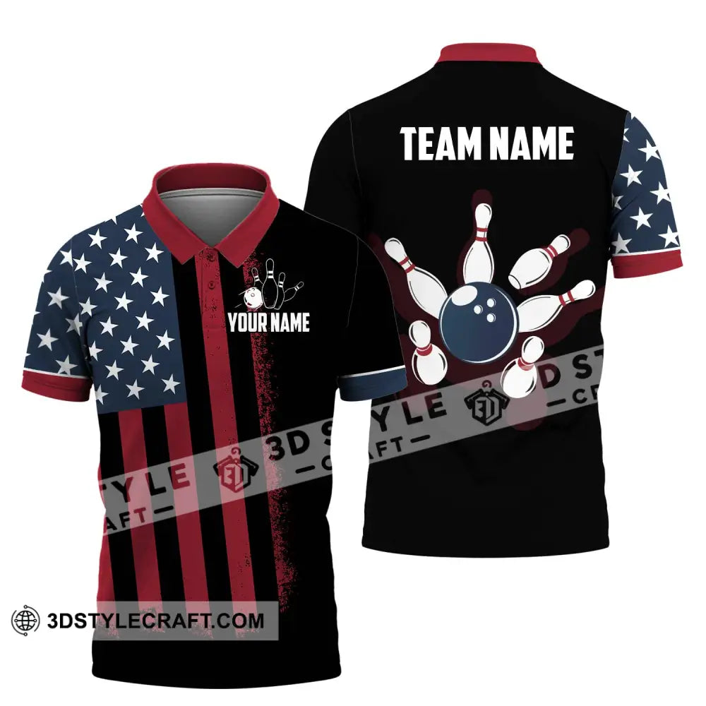 Unisex Shirt - Custom Name Bowling America Polo / S T-Shirt