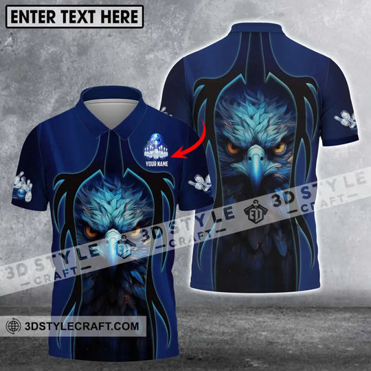 Unisex Shirt - Custom Name Shirt - Bowling Blue Eagle style option 1