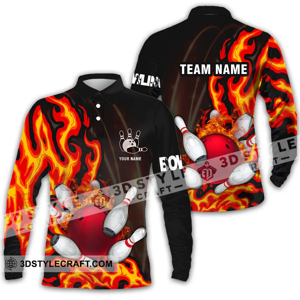 Unisex Shirt - Custom Name Bowling Long Sleeve Polo / S T-Shirt