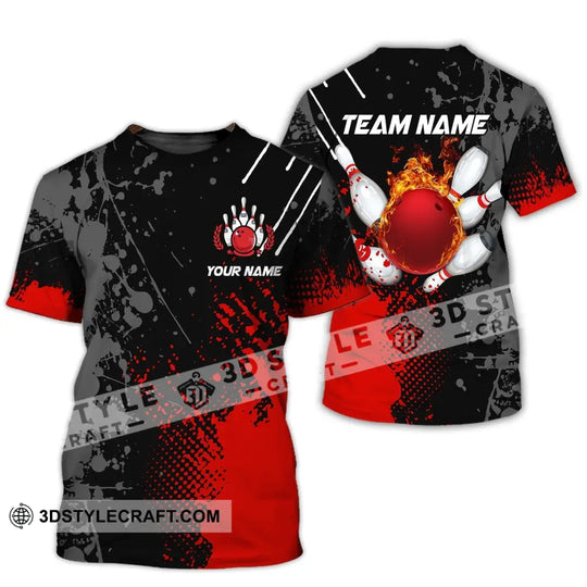 Unisex Shirt, Custom Name Bowling Polo Shirt, Bowling Fire T-Shirt, Bowling Hoodie Long Sleeve Shirt style option 3