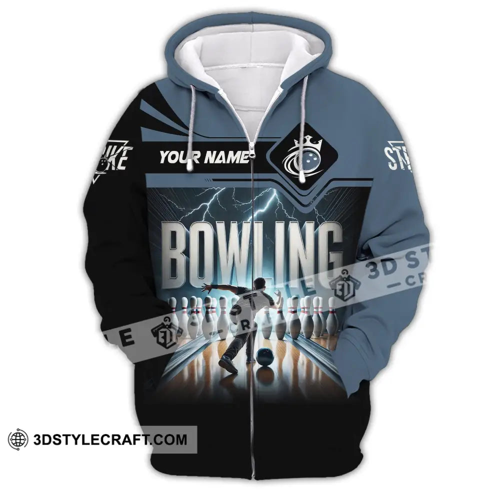 Unisex Shirt Custom Name Bowling Polo Long Sleeve Love T-Shirt Zipper Hoodie / S T-Shirt