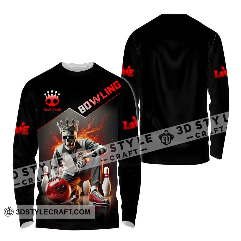Unisex Shirt Custom Name Bowling Polo Long Sleeve / S T-Shirt