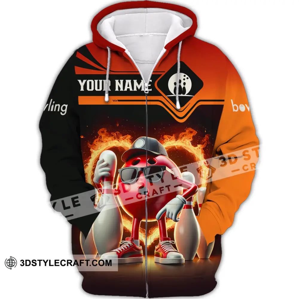 Unisex Shirt Custom Name Bowling Polo Long Sleeve Zipper Hoodie / S T-Shirt