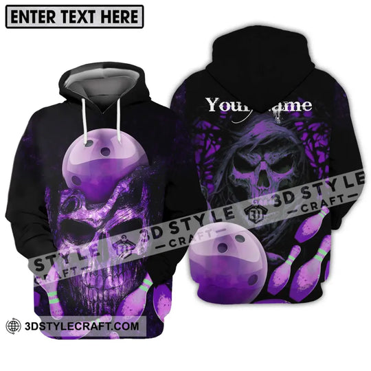 Unisex Shirt - Custom Name Bowling Purple Skull Shirt style option 3