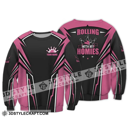 Unisex Shirt - Custom Name Shirt - Bowling Rolling With My Homies style option 4