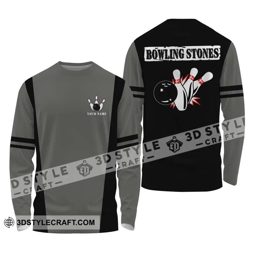 Unisex Shirt - Custom Name Bowling Stones Long Sleeve / S T-Shirt