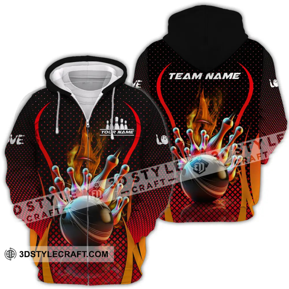 Unisex Shirt - Custom Name Bowling Zipper Hoodie / S T-Shirt