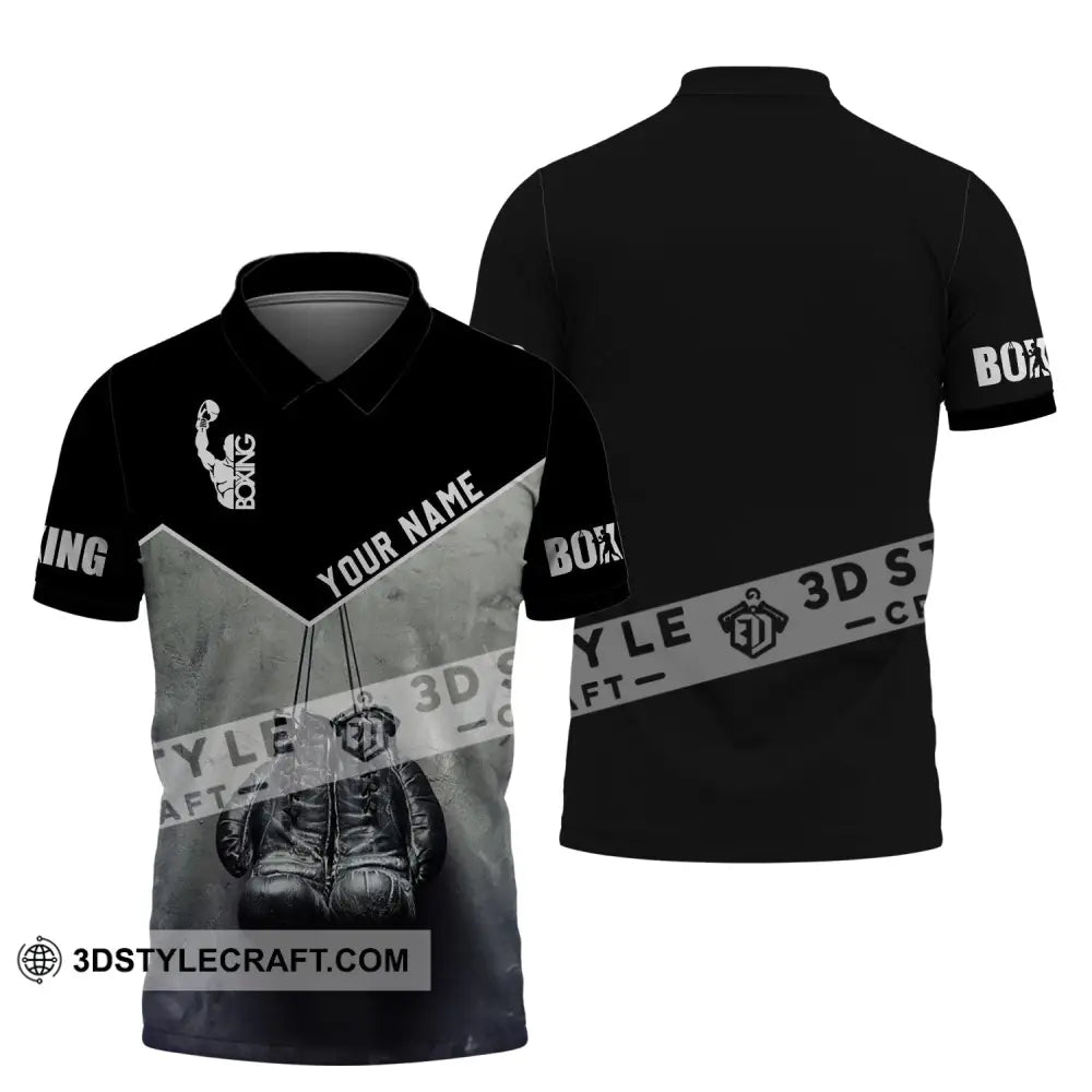 Unisex Shirt - Custom Name Boxing Black And White Polo / S T-Shirt