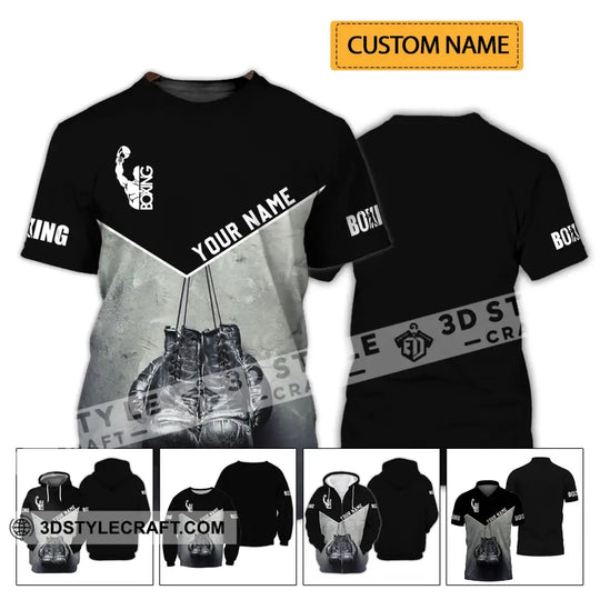Unisex Shirt - Custom Name Shirt - Boxing Black And White Shirt style option 2