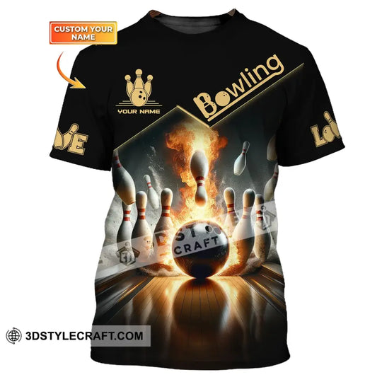 Unisex Shirt - Custom Name Boxing, Fire Bowling Ball Shirt For Bowling Lover style option 1