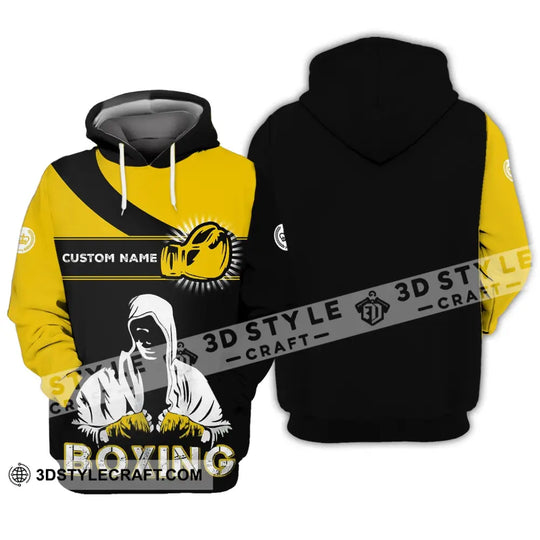 Unisex Shirt - Custom Name Boxing Shirt - Gift For Boxing Player, Black And Yellow Boxing Shirt style option 3