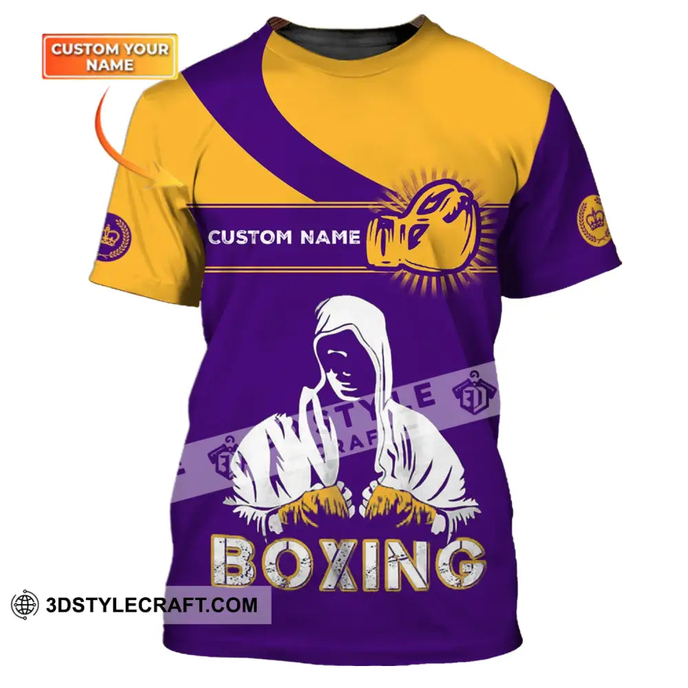 Unisex Shirt - Custom Name Boxing Gift For Player Purple And Yellow T-Shirt