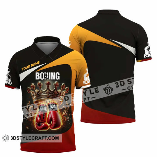 Unisex Shirt, Custom Name Boxing Shirt, Boxing Polo Long Sleeve Shirt style option 4
