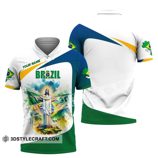 Unisex Shirt, Custom Name Brazil Shirt, Brazil Polo Long Sleeve, Brazil Gift style option 4
