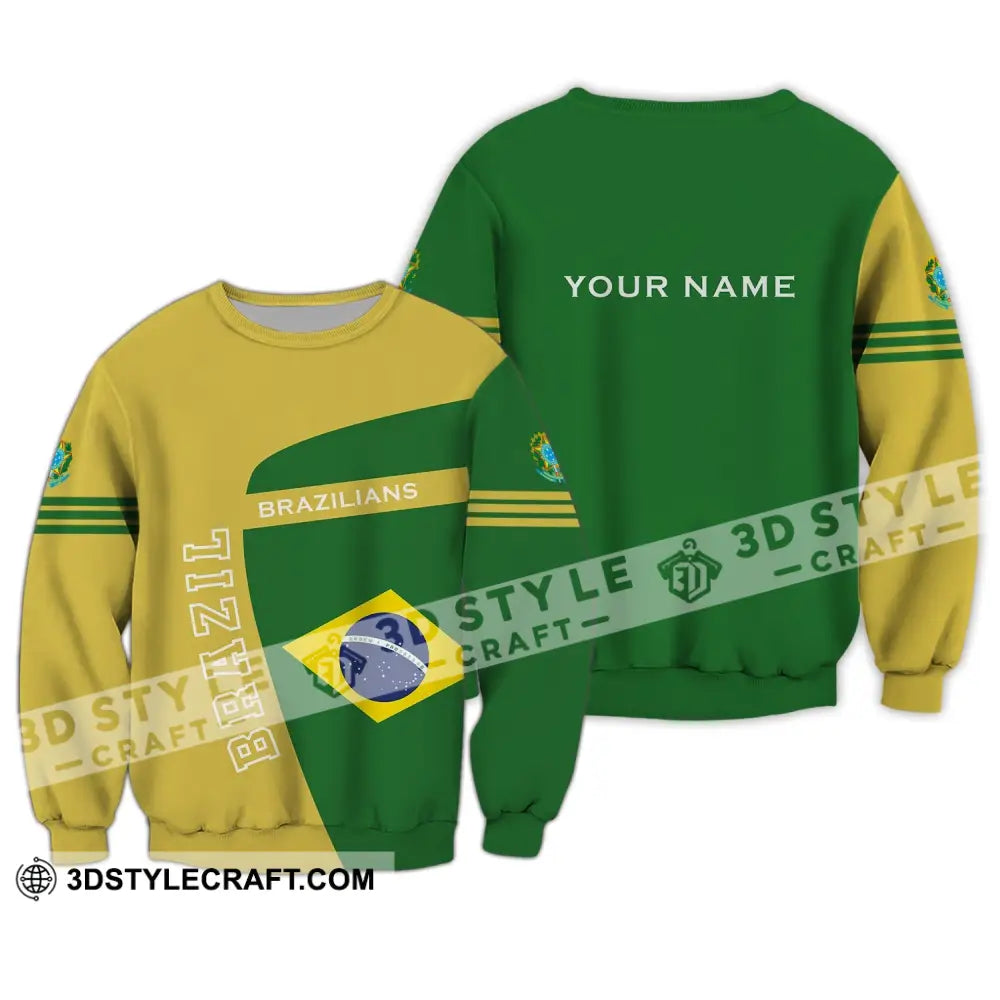 Unisex Shirt - Custom Name Brazil World Cup Sport Long Sleeve / S T-Shirt