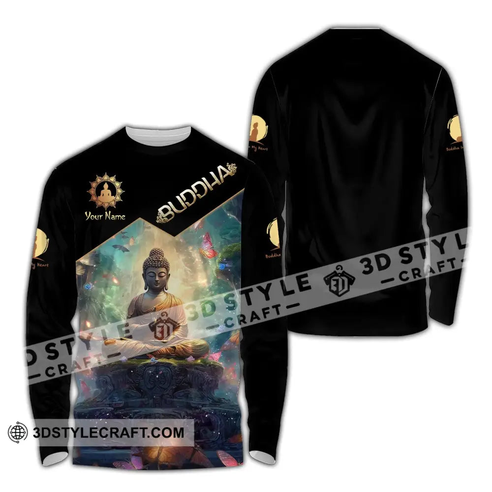 Unisex Shirt - Custom Name Buddha Believer Long Sleeve / S T-Shirt