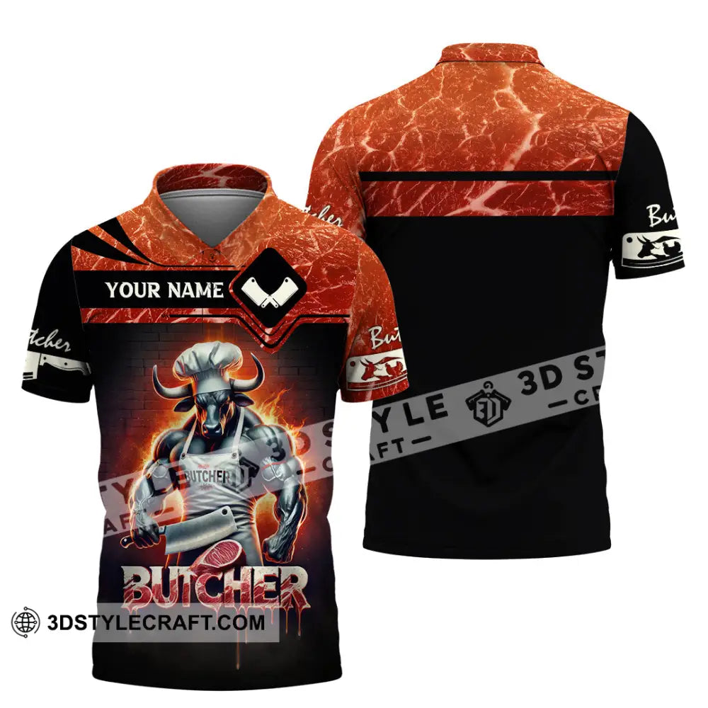 Unisex Shirt Custom Name Butcher T-Shirt Hoodie Long Sleeve Gift Polo / S T-Shirt
