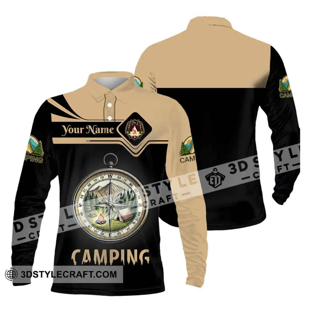 Unisex Shirt Custom Name Camping Polo Long Sleeve Love T-Shirt / S T-Shirt