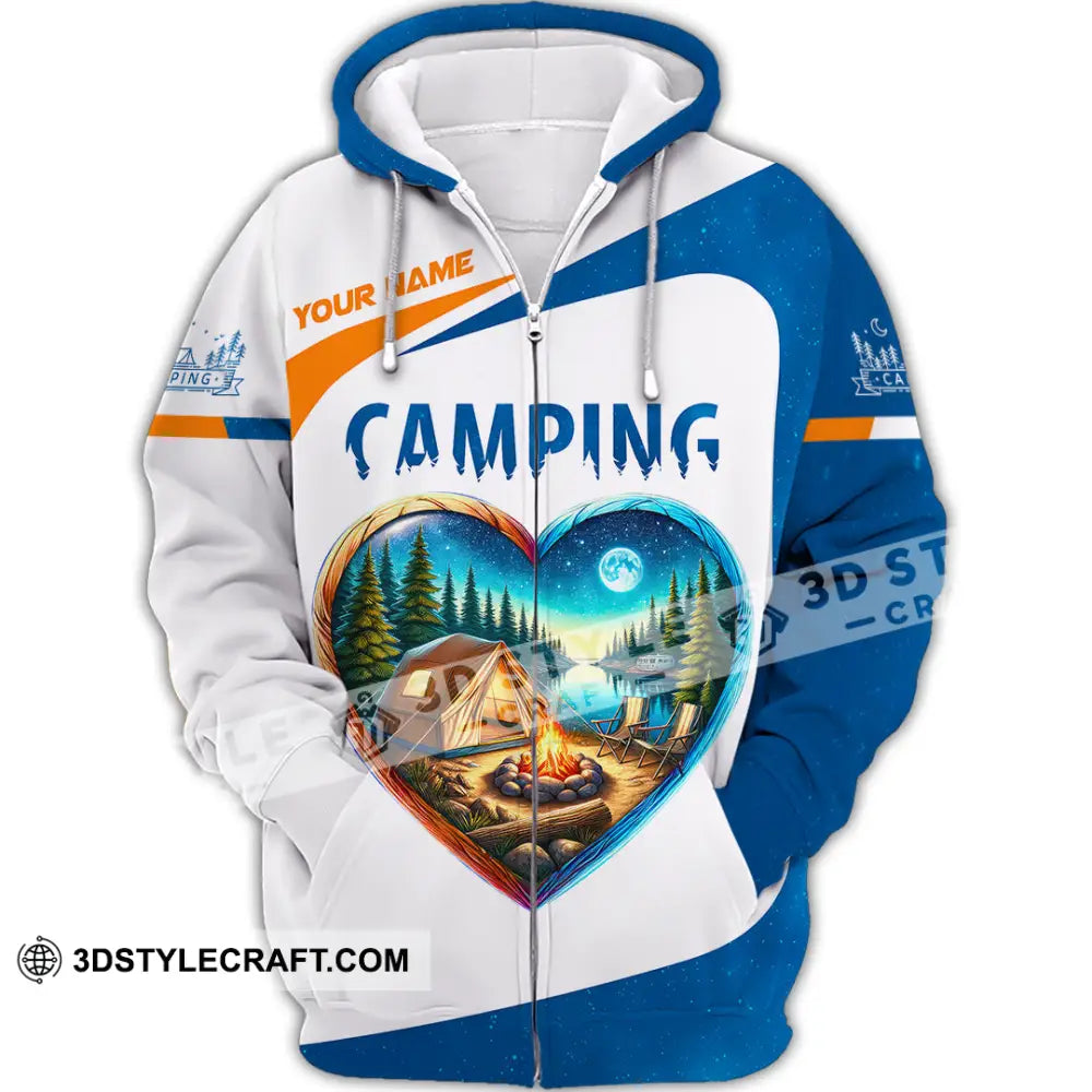 Unisex Shirt Custom Name Camping Polo Long Sleeve Love T-Shirt Zipper Hoodie / S T-Shirt