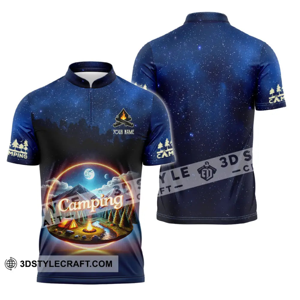 Unisex Shirt Custom Name Camping Team Uniform Zipper Polo / S T-Shirt