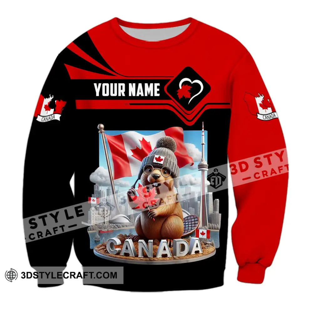 Unisex Shirt - Custom Name Canada Icons Long Sleeve / S T-Shirt