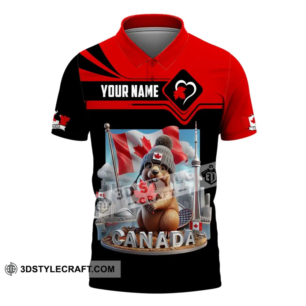 Unisex Shirt - Custom Name Canada Icons Polo / S T-Shirt