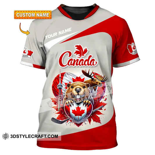 Unisex Shirt Custom Name Canada Lover Polo Long Sleeve Canadian Gift T-Shirt