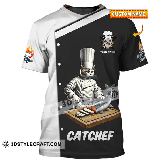 Unisex Shirt, Custom Name Cat Chef Shirt, Cat Chef Polo Long Sleeve Shirt style option 1