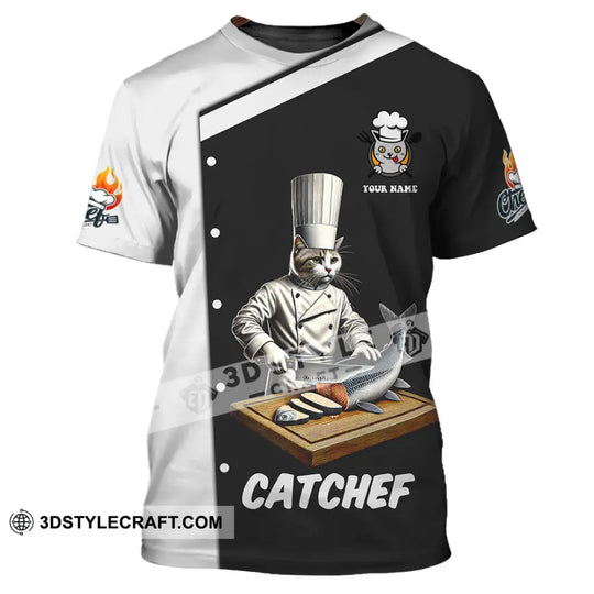 Unisex Shirt, Custom Name Cat Chef Shirt, Cat Chef Polo Long Sleeve Shirt style option 2
