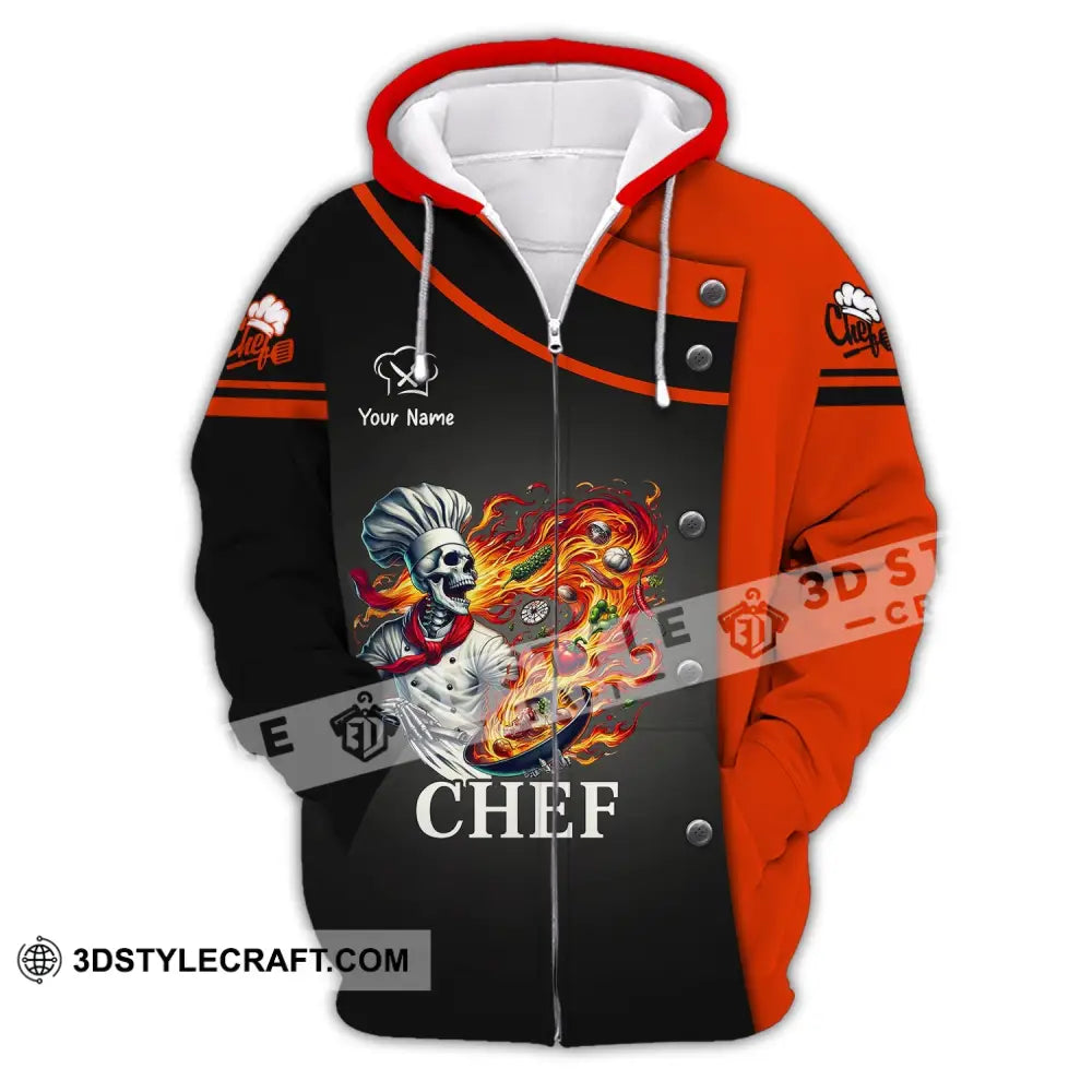 Unisex Shirt Custom Name Chef Apparel Polo Long Sleeve Cooking Love T-Shirt Zipper Hoodie / S