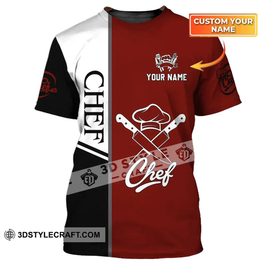 Unisex Shirt - Custom Name Chef Black White And Red T-Shirt