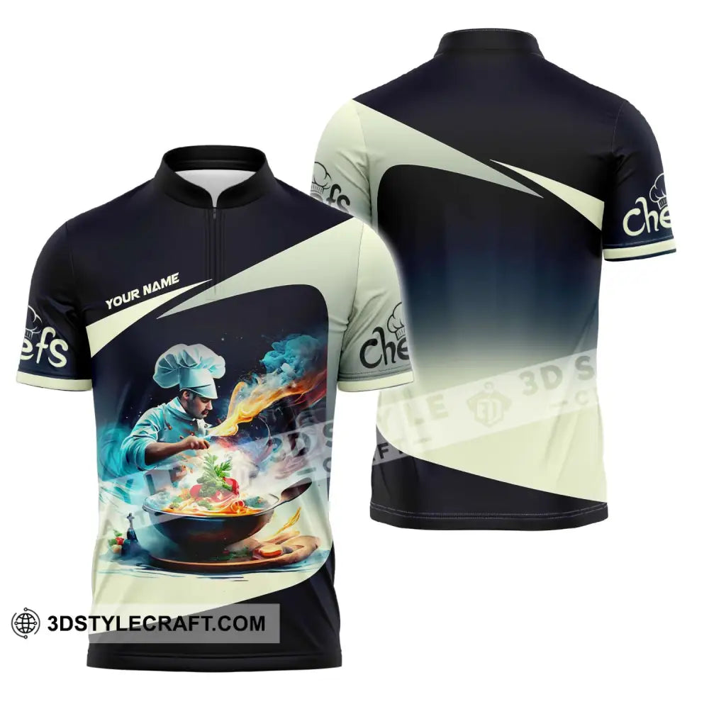 Unisex Shirt Custom Name Chef Gift Zipper Polo / S T-Shirt