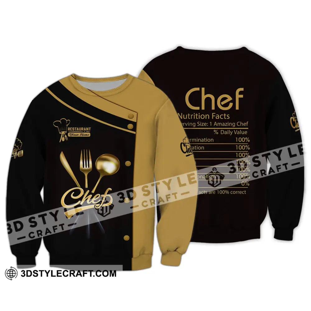 Unisex Shirt - Custom Name Chef Nutrition Facts % Daily Value Long Sleeve / S T-Shirt