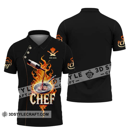 Unisex Shirt, Custom Name Chef Shirt, Chef Polo Long Sleeve Shirt style option 4