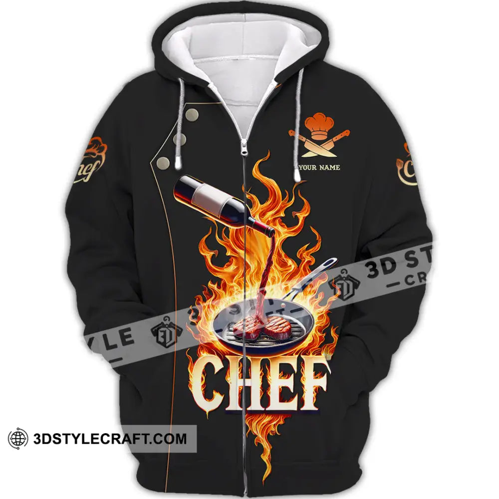 Unisex Shirt Custom Name Chef Polo Long Sleeve Zipper Hoodie / S T-Shirt
