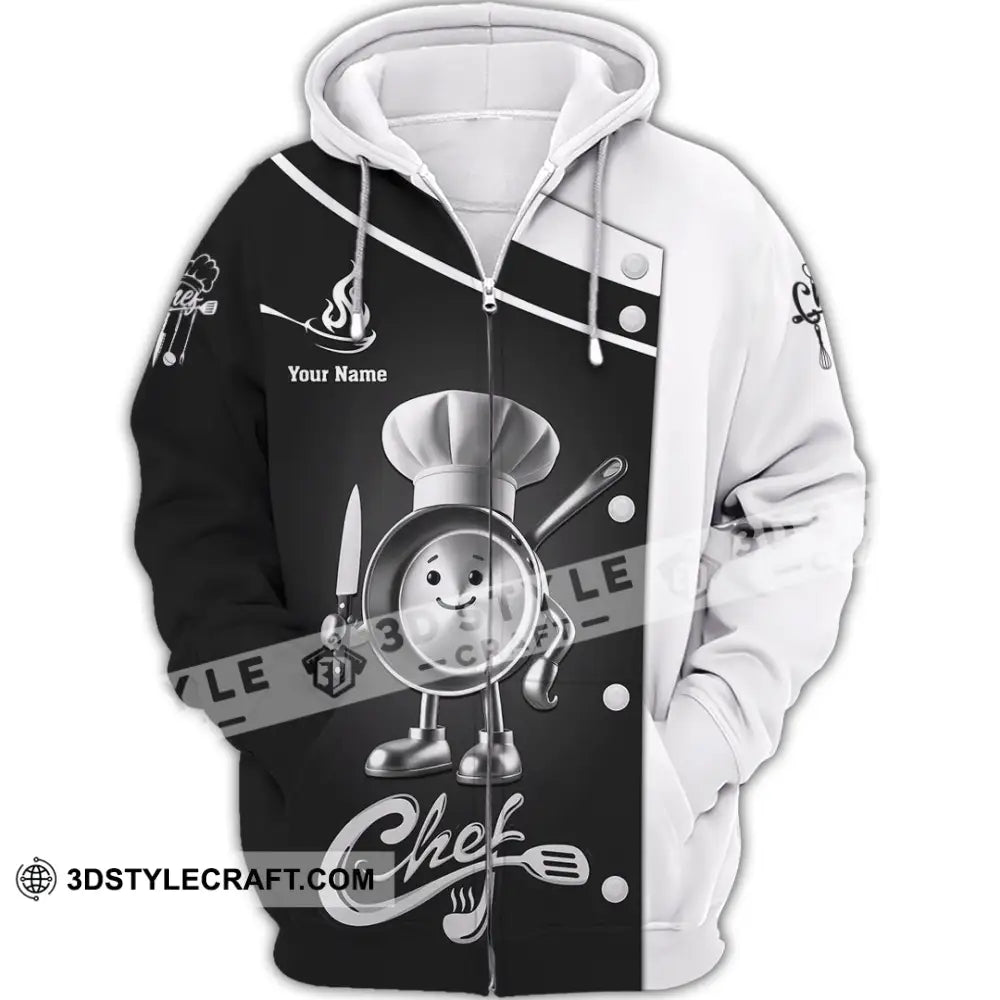 Unisex Shirt Custom Name Chef Polo Long Sleeve Zipper Hoodie / S T-Shirt