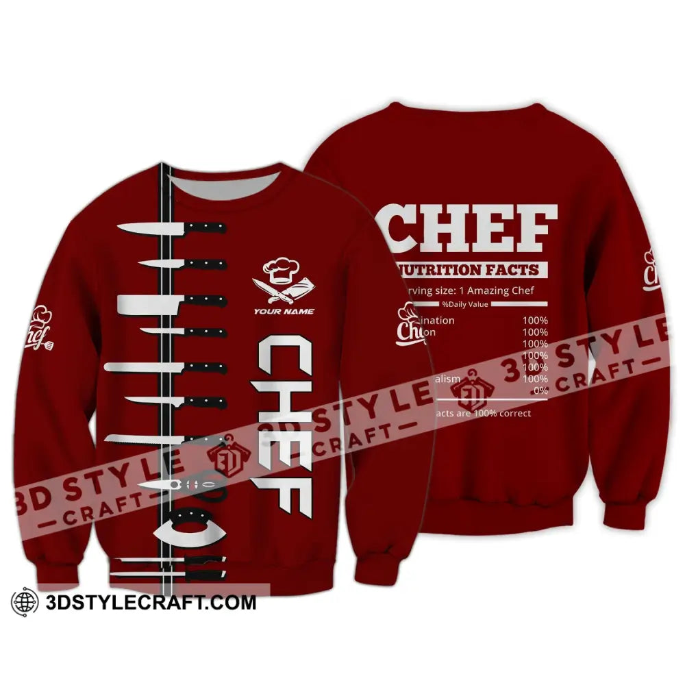 Unisex Shirt - Custom Name Chef Red Long Sleeve / S T-Shirt